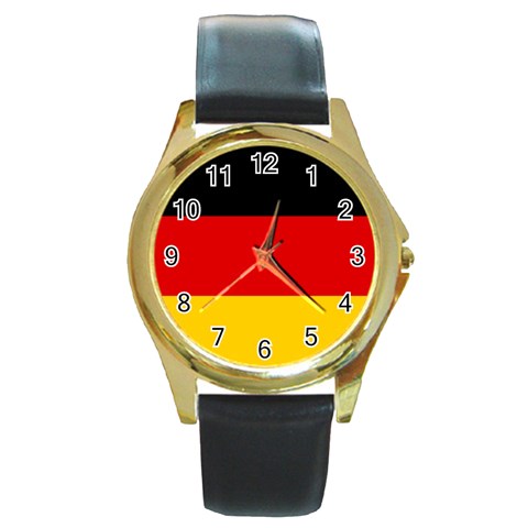 German Flag Round Gold Metal Watch from ArtsNow.com Front