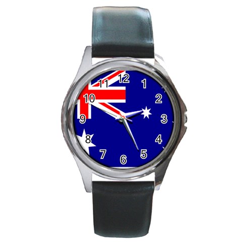 Australian Flag Round Metal Watch from ArtsNow.com Front