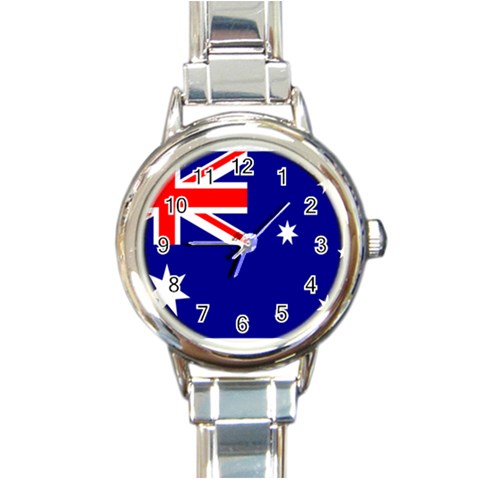 Australian Flag Round Italian Charm Watch from ArtsNow.com Front