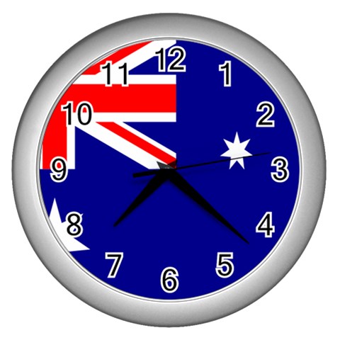 Australian Flag Wall Clock (Silver) from ArtsNow.com Front