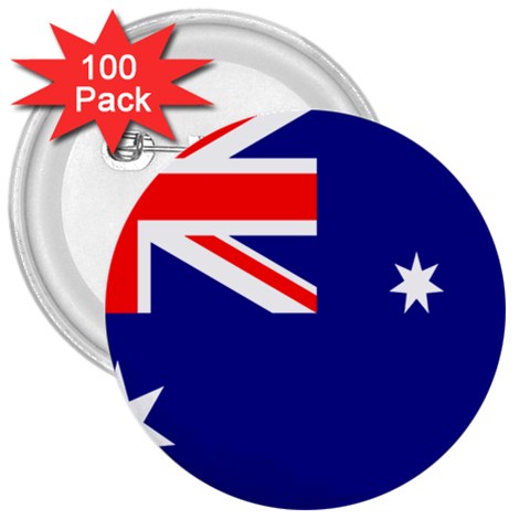 Australian Flag 3  Button (100 pack) from ArtsNow.com Front