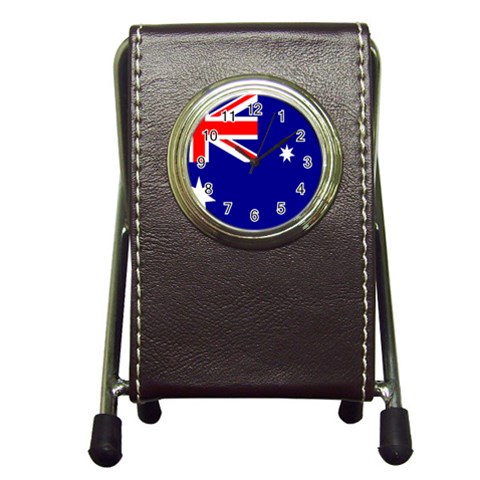 Australian Flag Pen Holder Desk Clock from ArtsNow.com Front