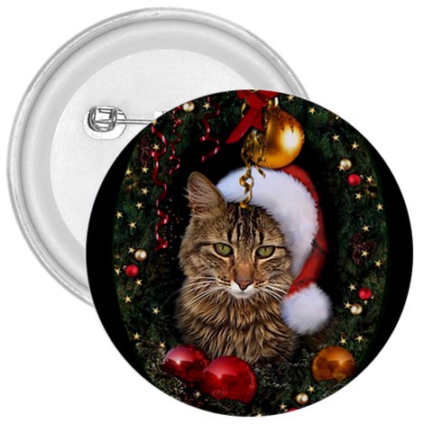 Santa Cat 3  Button from ArtsNow.com Front