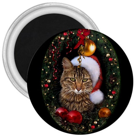 Santa Cat 3  Magnet from ArtsNow.com Front