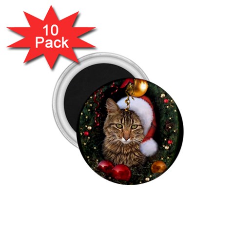 Santa Cat 1.75  Magnet (10 pack)  from ArtsNow.com Front