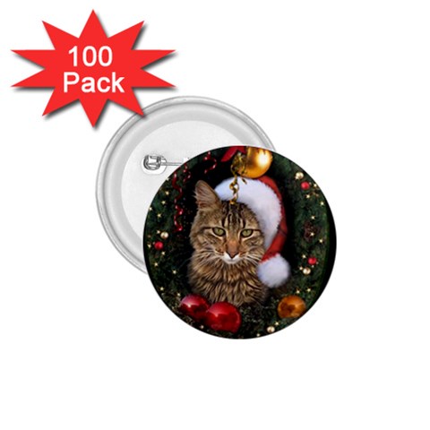 Santa Cat 1.75  Button (100 pack)  from ArtsNow.com Front