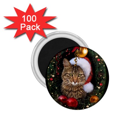 Santa Cat 1.75  Magnet (100 pack)  from ArtsNow.com Front