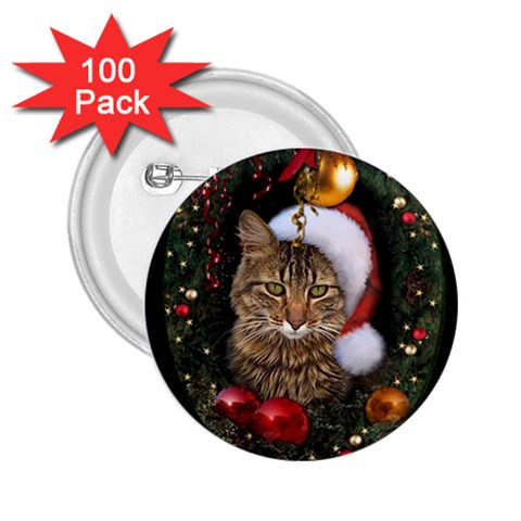 Santa Cat 2.25  Button (100 pack) from ArtsNow.com Front