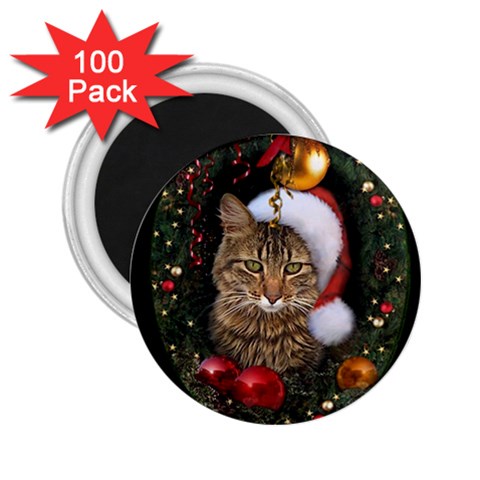 Santa Cat 2.25  Magnet (100 pack)  from ArtsNow.com Front