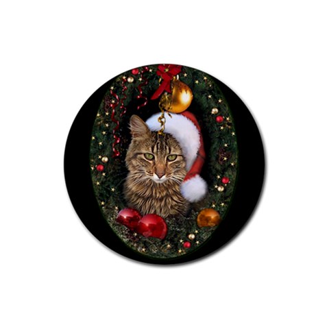 Santa Cat Rubber Round Coaster (4 pack) from ArtsNow.com Front