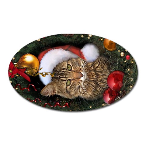 Santa Cat Magnet (Oval) from ArtsNow.com Front