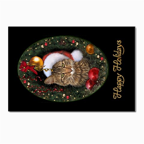 Santa Cat Postcard 4 x 6  (Pkg of 10) from ArtsNow.com Front