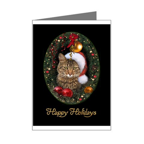 Santa Cat Mini Greeting Card from ArtsNow.com Left