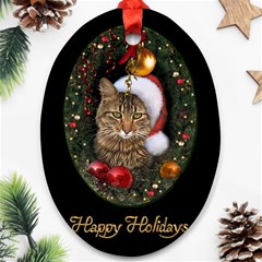 Santa Cat Oval Ornament (Two Sides) from ArtsNow.com Front