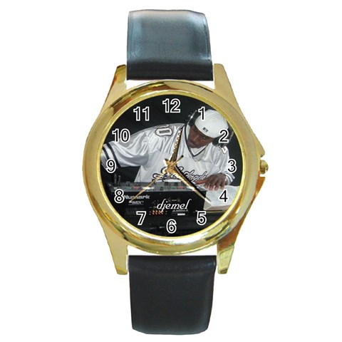 Hip Hop Gospel Connection Logo Round Gold Metal Watch from ArtsNow.com Front