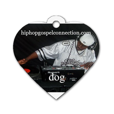 Hip Hop Gospel Connection Logo Dog Tag Heart (Two Sides) from ArtsNow.com Front