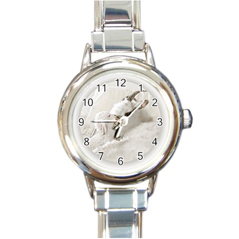 Goat Mother and Baby Round Italian Charm Watch from ArtsNow.com Front