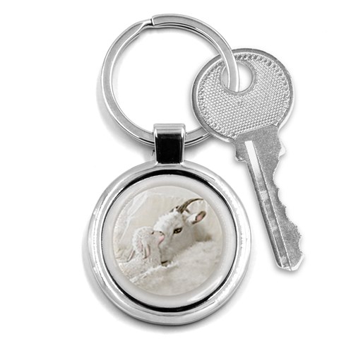 Goat Mother and Baby Key Chain (Round) from ArtsNow.com Front