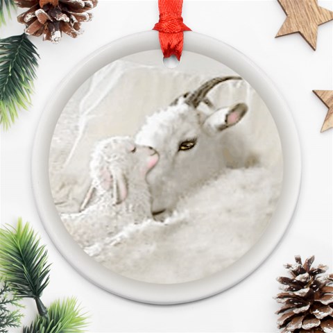 Goat Mother and Baby Ornament (Round) from ArtsNow.com Front