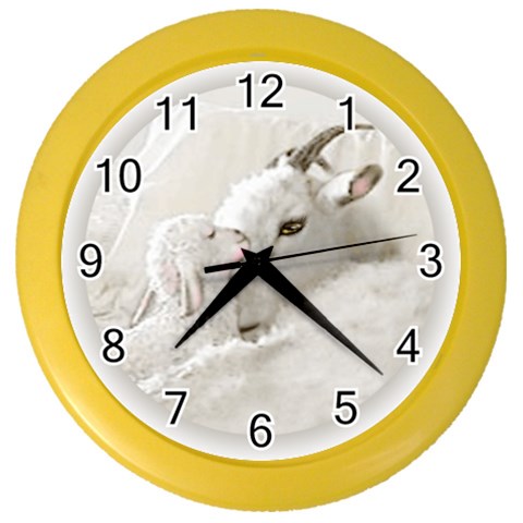 Goat Mother and Baby Color Wall Clock from ArtsNow.com Front