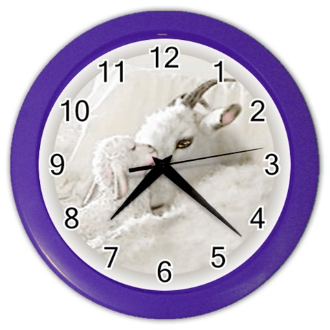 Goat Mother and Baby Color Wall Clock from ArtsNow.com Front