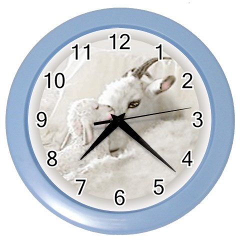 Goat Mother and Baby Color Wall Clock from ArtsNow.com Front