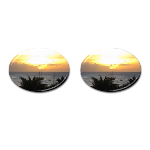 Aruban Sunset Cufflinks (Oval) from ArtsNow.com Front(Pair)