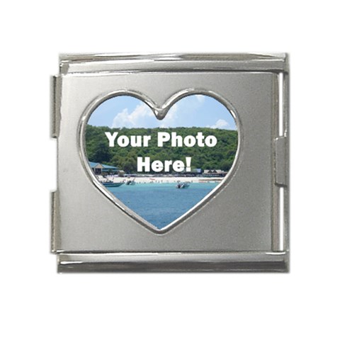 Personalised Photo Mega Link Heart Italian Charm (18mm) from ArtsNow.com Front