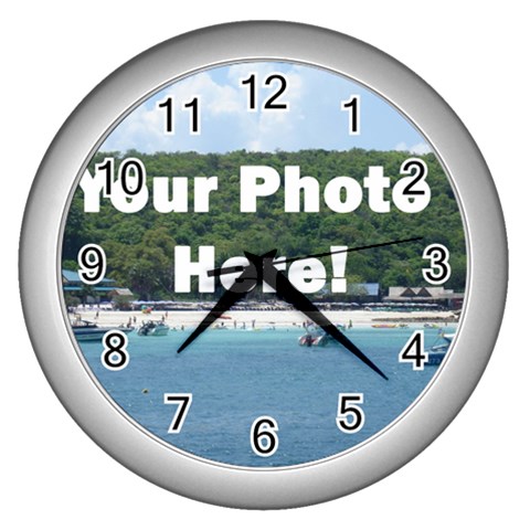 Personalised Photo Wall Clock (Silver) from ArtsNow.com Front