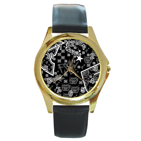 wallpaper_12647 Round Gold Metal Watch from ArtsNow.com Front