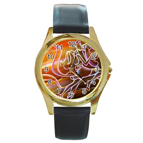 7 Round Gold Metal Watch from ArtsNow.com Front