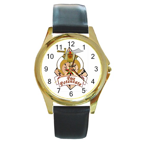 Past Potentate Round Gold Metal Watch from ArtsNow.com Front