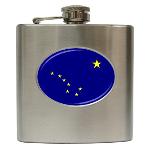 Alaska Flag Hip Flask (6 oz) from ArtsNow.com Front