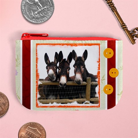 Three donks Mini Coin Purse from ArtsNow.com Front