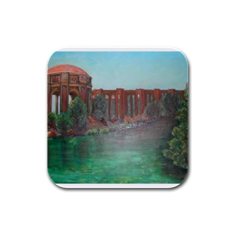 Palace of Fine Arts Rubber Square Coaster (4 pack) from ArtsNow.com Front