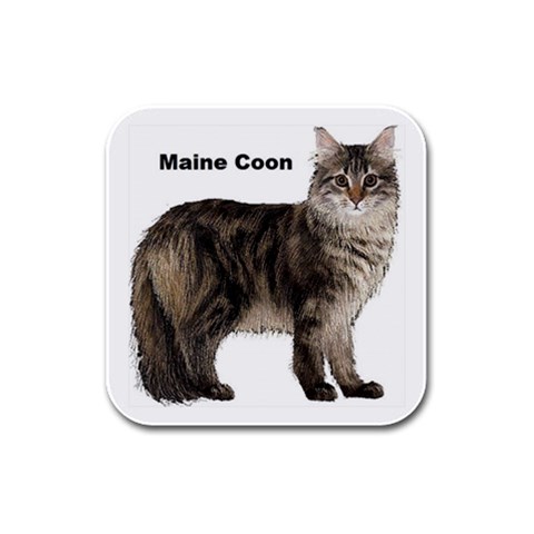 Maine Coon Rubber Square Coaster (4 pack) from ArtsNow.com Front