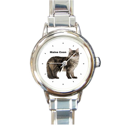 Maine Coon Round Italian Charm Watch from ArtsNow.com Front