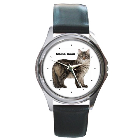 Maine Coon Round Metal Watch from ArtsNow.com Front