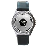 Soccer Ball Round Metal Watch