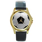 Soccer Ball Round Gold Metal Watch