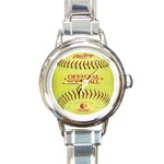 Softball Round Italian Charm Watch