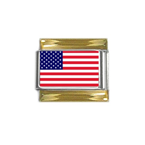 American Flag USA Gold Trim Italian Charm (9mm) from ArtsNow.com Front