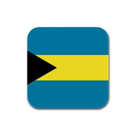 Bahamian Flag Bahamas Rubber Square Coaster (4 pack) from ArtsNow.com Front