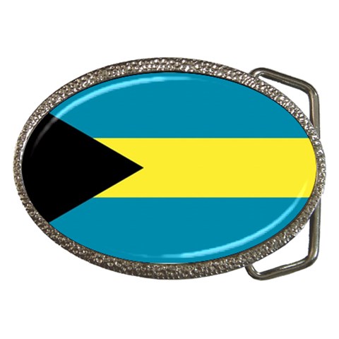 Bahamian Flag Bahamas Belt Buckle from ArtsNow.com Front