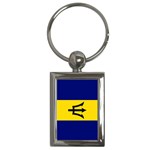 Barbados Flag Key Chain (Rectangle)