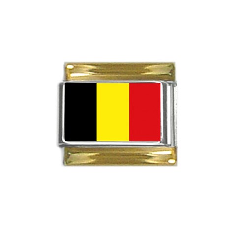 Belgian Flag Belgium Gold Trim Italian Charm (9mm) from ArtsNow.com Front