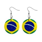 Brazilian Flag Brazil 1  Button Earrings