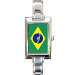 Brazilian Flag Brazil Rectangular Italian Charm Watch