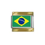 Brazilian Flag Brazil Gold Trim Italian Charm (9mm)