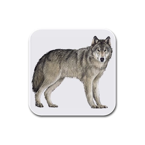 Wolf Rubber Square Coaster (4 pack) from ArtsNow.com Front